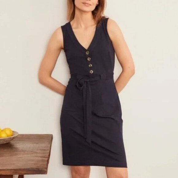 Boden Sleeveless Belted Navy Dress 4p - Picture 1 of 10
